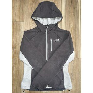 The North Face Wind Wall Hooded Fleece Gray White Jacket- Women Size Small